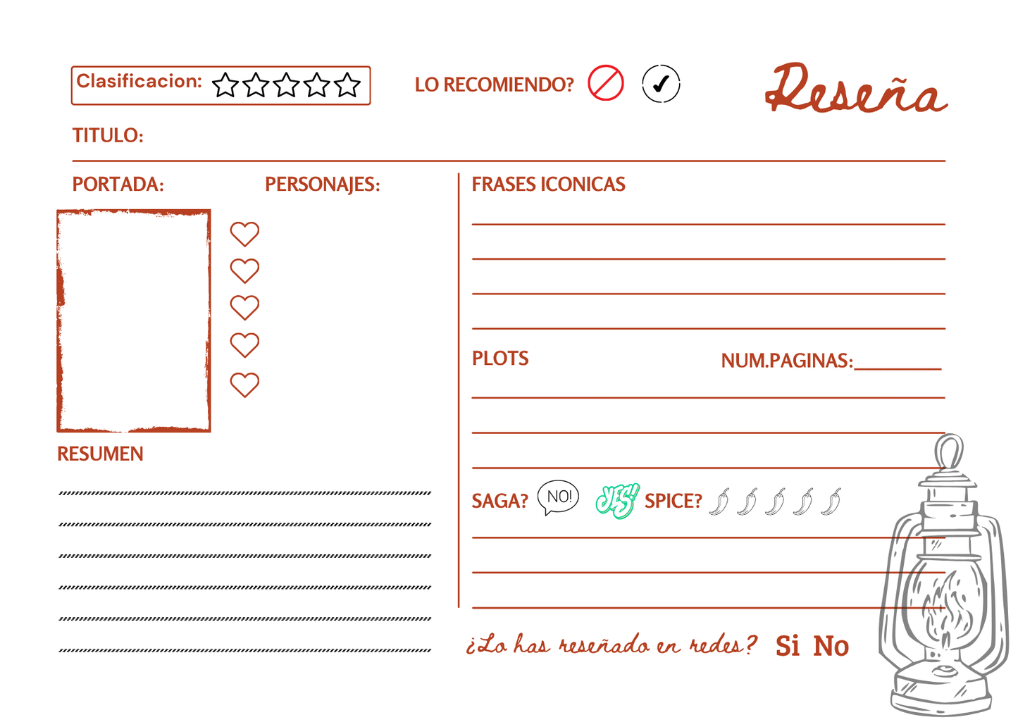 Pack tarjetas reseñas para recetario