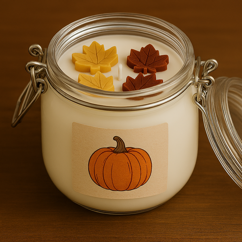 Vela Blanca Aromática – Edición Otoñal con Waxmelts de Hojas