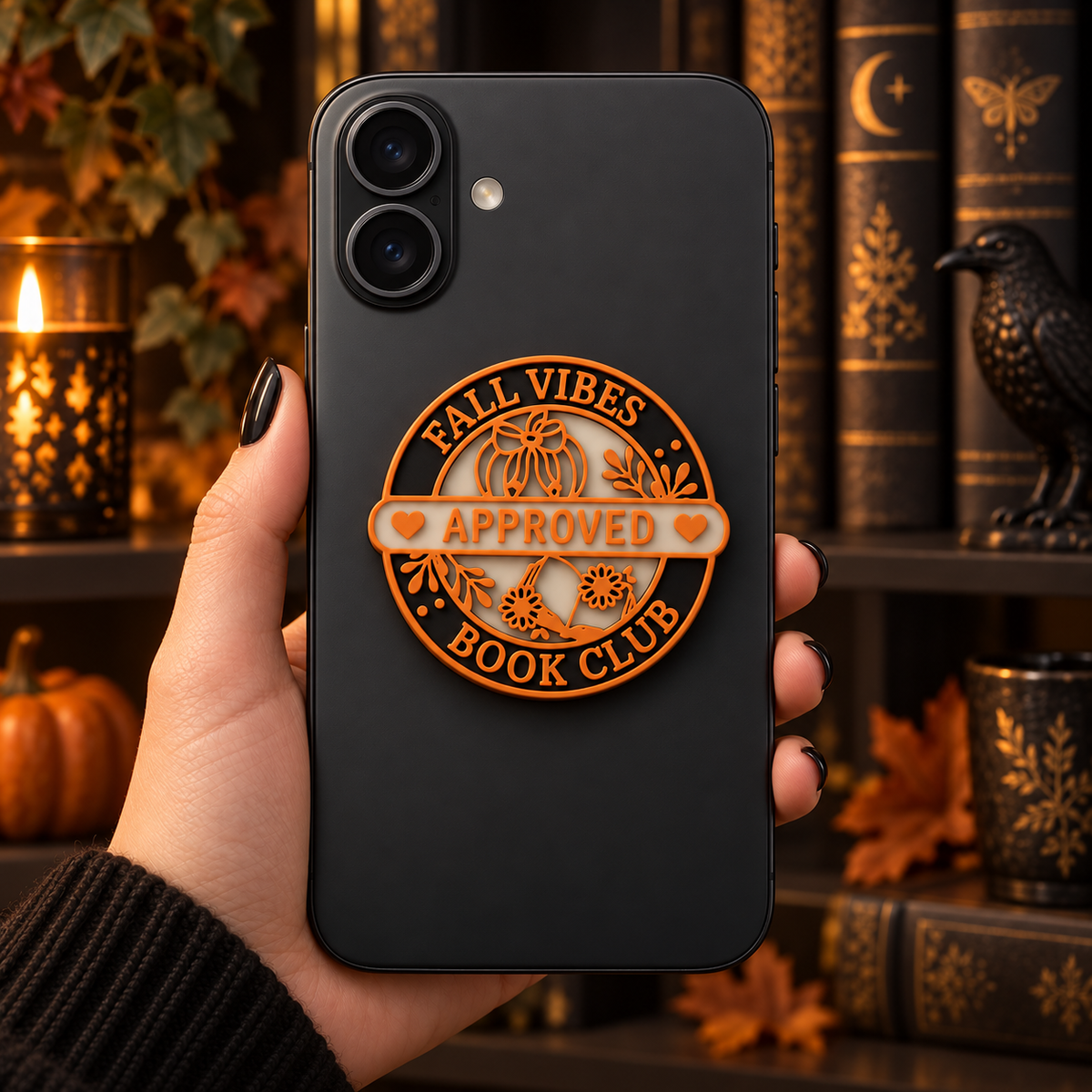 Phone Grip “Fall Vibes Approved Book Club”