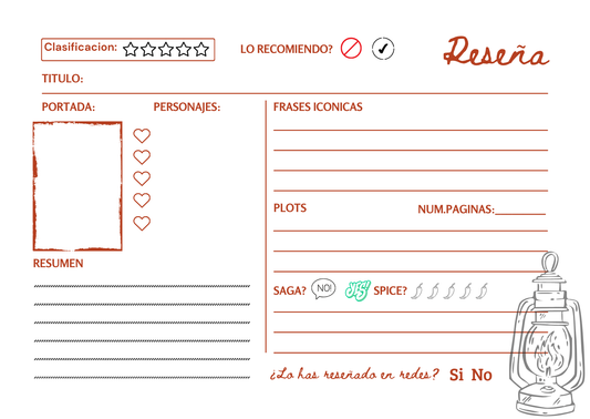 Pack tarjetas reseñas para recetario